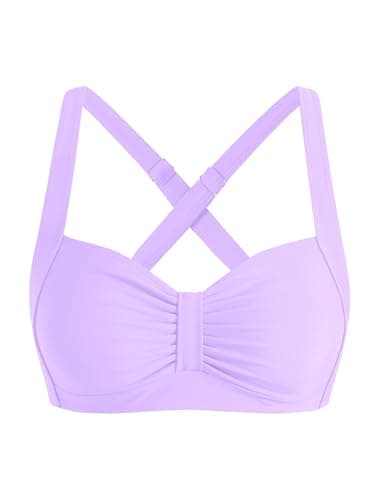 ZAFUL Women Bikini Top Only-Supportive Swimsuit Large Bust Bathing Suit Tops 2026 Ruched Swim Top (Purple XS) - Image 1