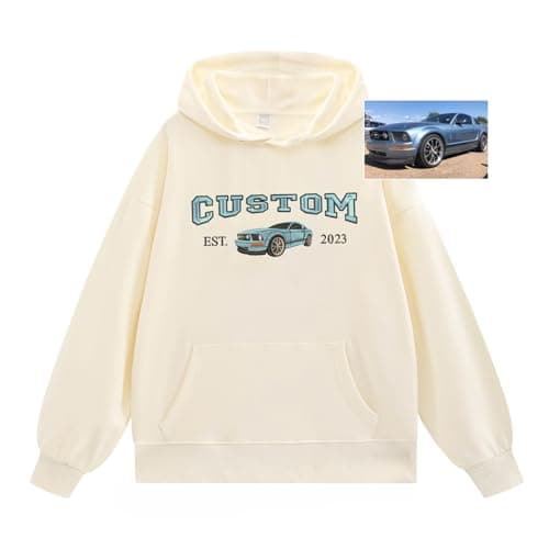 Tupetcs Custom Embroidered Car Hoodie & Sweatshirt Design Your Own, Personalized Mothers & Fathers & Valentines Day Gifts for Men Women Him Her Mom Dad Boyfriend Husband Wife Grandma Grandpa - Image 1