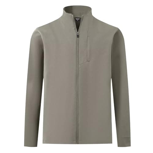 MAELREG Mens Jacket with Zipper Pockets Casual Stylish Lightweight Softshell Jacket Men for Golf Work Windbreaker - Image 1