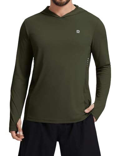 DAXIANG Men's Sun Hoodie UPF 50+ Fishing Shirt Sun Protection Long Sleeve Rash Guard Hiking Outdoor Athletic Quick Dry Shirt 2XL Army Green - Image 1