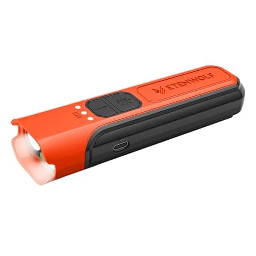ETENWOLF L2 Rechargeable Flashlight USB-C,6 Light Modes,Flat Flashlight with Red Beam,Super Bright LED Flash Light,Lightweight Handheld Flashlight for Home Camping Emergency Gift (Vivid Orange)