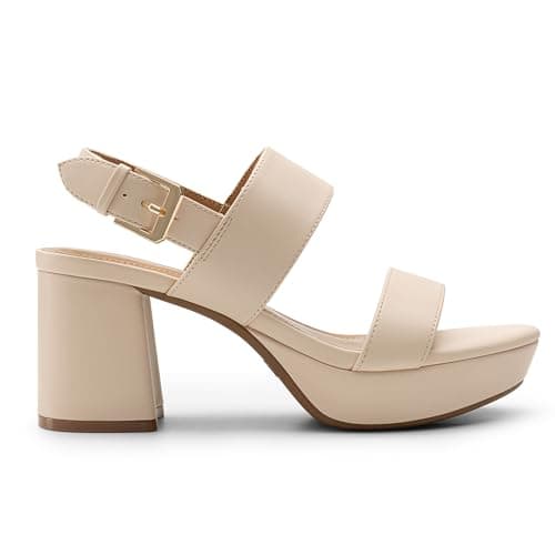 Athlefit Nude Platform Heels for Women Open Toe Chunky Block Heeled Sandals Dressy Summer Sexy Heels for Prom Wedding Size 6 - Thumbnail 3