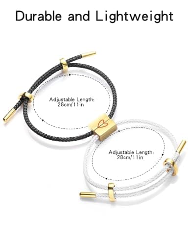 COTATI Matching Couple Bracelets for Him and Her, Friendship Relationship Promise Bracelet for Boyfriend Girlfriend, Anniversary Love Jewelry Gifts Set (Black-White) - Thumbnail 5