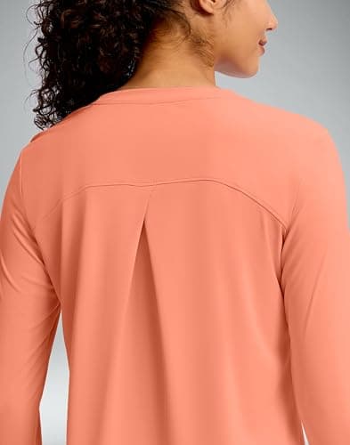 Soothfeel Women's UPF 50+ Sun Shirts Long Sleeve SPF UV Protection Rash Guard Lightweight Quick Dry Hiking Workout Tops Orange_pinkM - Thumbnail 3