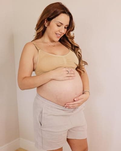 Stelle Nursing Bras Maternity Bra for Breastfeeding Pregnancy Wireless Bralette with Pads, Extenders (Black+Beige+Rose Pink,M) - Thumbnail 2