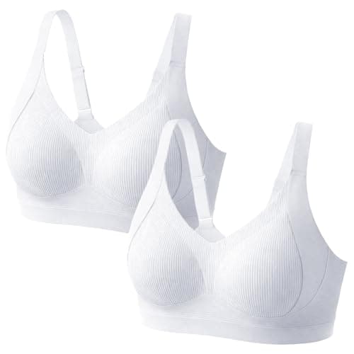 Ga0amm Women's Undergarment Bras Featuring a Wire-Free and Seamless Design, offering Substantial Support, Moisture Absorption.(2 Pack) White - Image 1