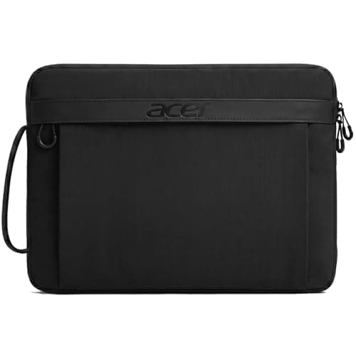 Acer Laptop Sleeve Case for 15.6-16 inch Laptops, Slim Protective Computer Sleeve with Hidden Zipper Pocket, Soft Plush Bubble Padding, Side Handle and Luggage Strap, Travel Laptop Bag, Black