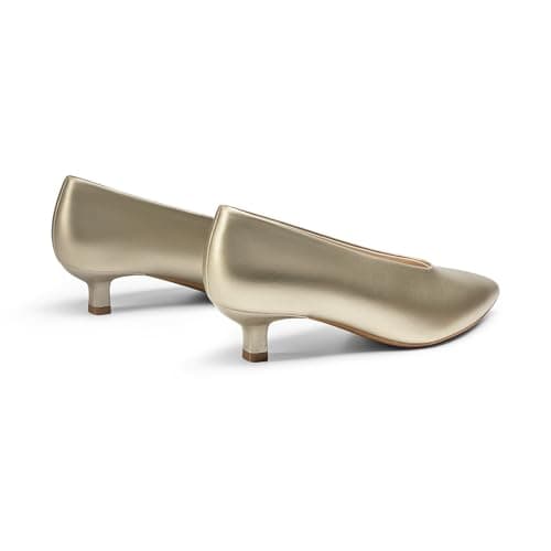 Athlefit Women's Closed Pointed Toe Low Kitten Heels 1.5-Inch Comfortable Dress Pumps Shoes for Wedding Party Office Gold Size 8, AD01064 - Thumbnail 6