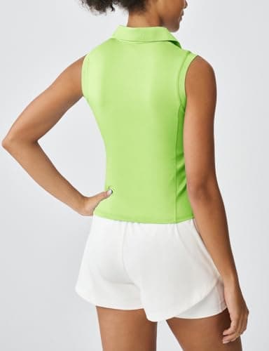 K-Swiss Womens Sleeveless Golf Polo Shirts - ComDry Performance Athletic Workout Collared Tank top for Tennis Yoga Running - Green L - Thumbnail 3