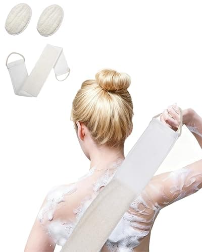 Kaaeiccr Loofah Back Scrubber, Natural Back Scrub Sponge for Shower, Body Exfoliator for Men and Women, Helps Deep Cleanse Back, Shoulders and Hard-to-Reach Areas, Refreshes Skin - Image 1