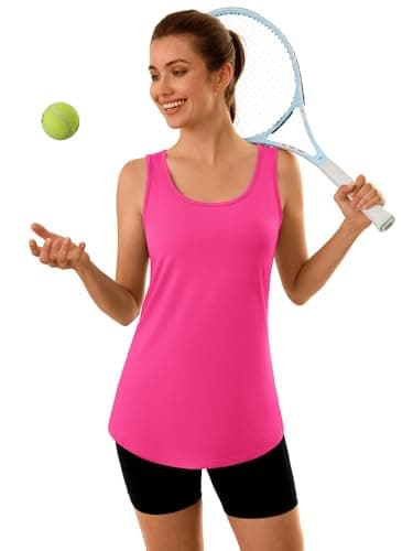 3rd hill Women's Workout Tank Tops Racerback Quick Dry Sleeveless Shirt for Yoga Running Gym Loose Fit Athletic Tanks Rose Red L - Thumbnail 5