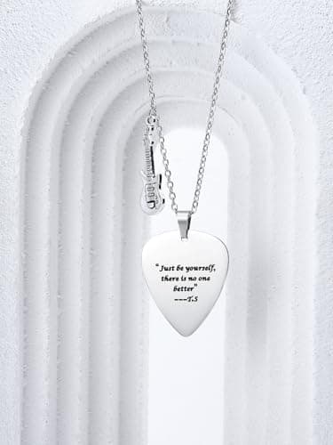 COTATI Quotes Guitar Pick Necklace Outfits Jewelry Accessories Inspired Fans Gift Merch (You are your own definition of beautiful and worthwhile) - Thumbnail 4