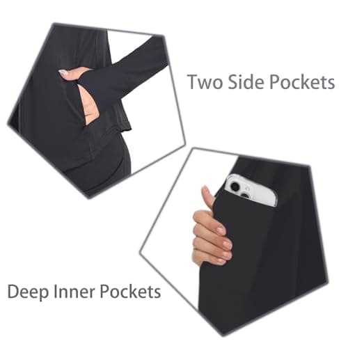 AGVNG Womens UPF 50+ Long Sleeve Hooded Jackets Full Zip Lightweight UV Protection SPF Cooling Sun Shirts Workout Athletic Hiking Running Tops Thumb Hole Black S - Thumbnail 6