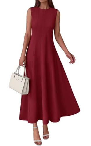 PRETTYGARDEN Womens Maxi Dress Fit and Flare Wedding Guest Plus Size Dresses for Curvy Women Sleeveless Elegant Dresses (Burgundy, XX-Large) - Image 1