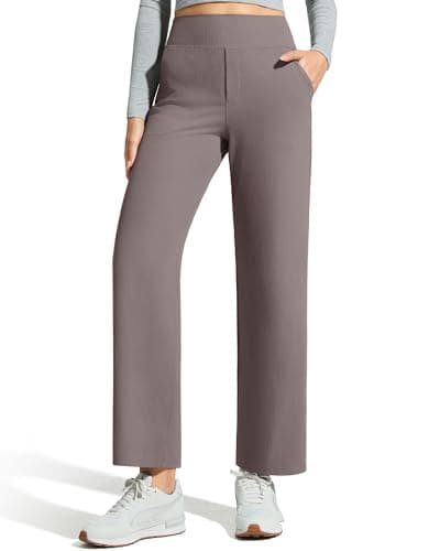 G4Free Wide Leg Ankle Pants for Women Cropped High Waisted Soft Stretch Yoga Pants with Pockets Slacks Casual(Taupe,XL,Petite) - Image 1