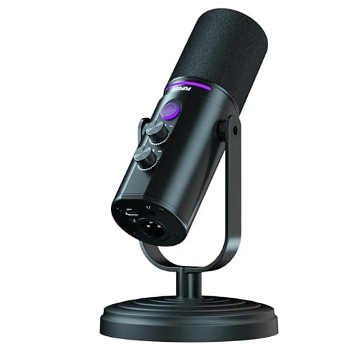 PUPGSIS Podcast Dynamic Microphone, XLR/USB Recording PC Microphones for Broadcast, Podcast, Recording, Gaming & Streaming, Studio Mic with Mute, Headphone Jack, Monitoring Volume Control, Windscreen