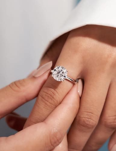 IMOLOVE 4ct Moissanite Engagement Ring Wedding Solitaire Ring for Women Lab Created Diamond Promise Ring for her-115-4CT - Thumbnail 3