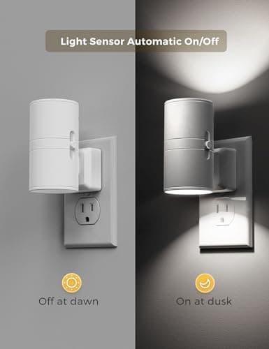 L LOHAS LED Bright Night Light, Night Lights Plug into Wall, Daylight White, Dimmable Nightlight Plug in White Shade, Light Sensor, Decorative LED Nightlights for Hallway Bathroom Kitchen, 2 Pack - Thumbnail 2