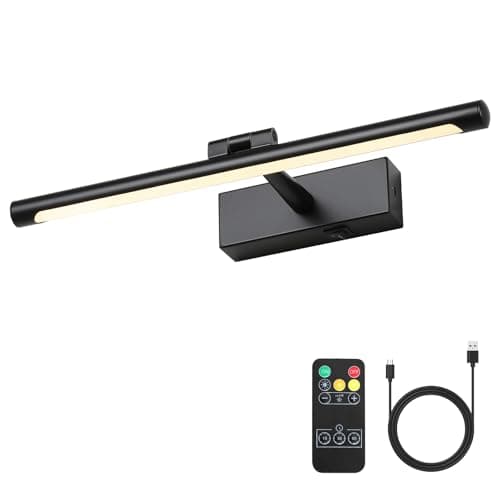 JOOSENLUX Battery Operated Picture Lights Wireless Art Wall Light with Remote Rechargeable Wall Light 15.75" Dimmable and Timed Off Black Wall Sconce - Image 1