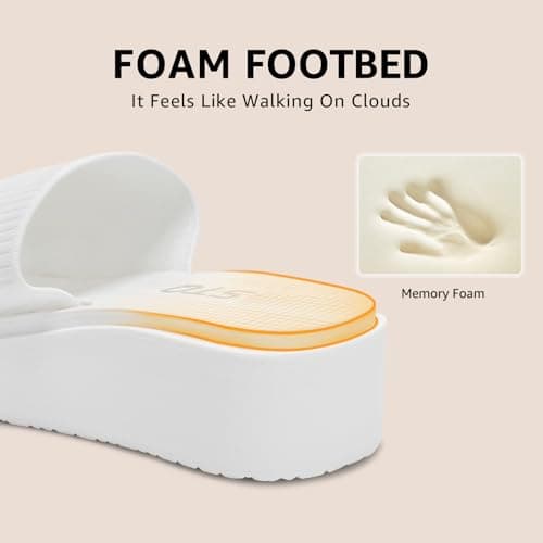 STQ Chunky Platform Sandals for Women Pillow Soft Slides Memory Foam Slide Sandals Cute Slip on Sandals, White, 10 US - Thumbnail 5