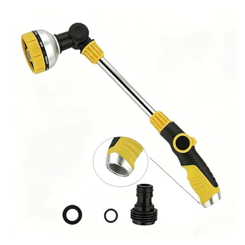 17.5" Garden Watering Wand with Thumb Control,8 Patterns Lightweight Garden Hose Wand | Hose Nozzle Sprayer for Hanging Plants and Shrubs Window Cleaning Pet Bathing | Fits Standard Garden Hoses