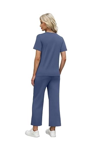 WIHOLL Matching Sets Women Clothing 2 Piece Loungewear Summer Spring Workout Sets Pants Jogging Suits Beach Resort Wear Going Out Vacation Essentials Maternity Clothes 2025 Blue XL - Thumbnail 5