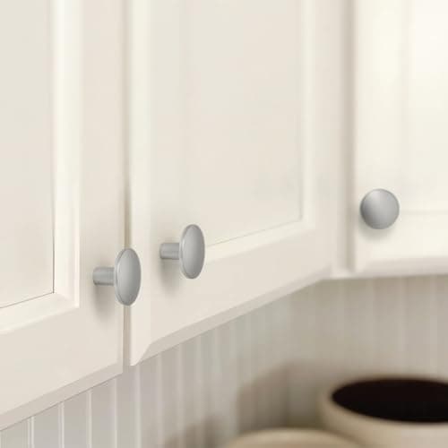 YAGU 10 Pack Brushed Nickel Kitchen Cabinet Knobs 1-1/2 Inch Round Solid Dresser Drawer Pulls Satin Silver Furniture Hardware for Closet Cupboard Wardrobe - Thumbnail 2