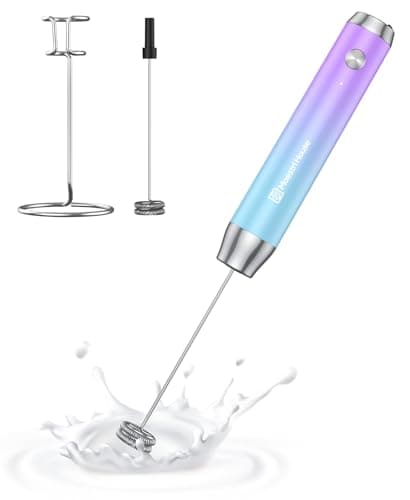 Maestri House Rechargeable Milk Frother with Stand, LunaFro Handheld Electric Foam Maker Waterproof Detachable Stainless Steel Whisk Drink Mixer Foamer for Lattes, Cappuccino