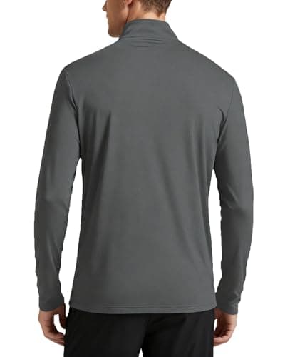 Mens 1/4 Zip Pullover Long Sleeve Shirts UPF 50+ Sun Protection Wicking Moisture Dry Fit Lightweight Sweatshirts Workout Gym Running Golf Casual Athletic Tops Dark Grey XL - Thumbnail 4