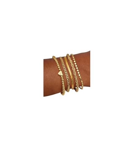 doubgood Mothers Day Gifts Gold Bracelets for Women Waterproof Stackable Heart Initial Charm Bracelets Set M Letter 14K Gold Plated Adjustable Chain Link Stack Jewelry Gifts for Mom Birthday - Image 1