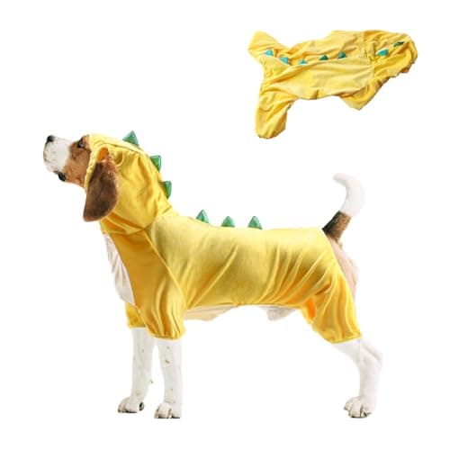 NACOCO Halloween Dog Dinosaur Costume - Pet Clothes Design Hoodie Yellow for Medium & Large Dog(Yellow, L)