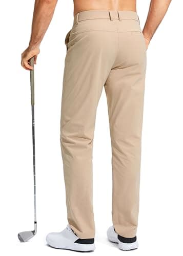 Pudolla Dress Pants for Men Golf Pants Stretch Work Dress Comfy Pants 34 Lightweight Quick Dry Casual Slacks Trousers(Khaki 33Wx34L) - Thumbnail 2