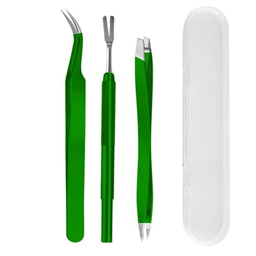 BVQWO Tick Removal Tool,Tick Remover for Dogs,Premium Tick Twister Stainless Steel 3 PCS -Tick Tweezers/Tick Fork/Handy Tin with Case -Safe for Human & Pets (Green) - Image 1