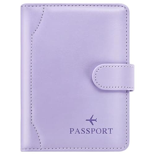 Herain Light Purple Passport Holder for Travel Cruise Essentials, Passport Wallet Cover Case Women Men Family, RFID Passports Book Holders Travel Gifts Accessories Vacation Must Haves - Image 1