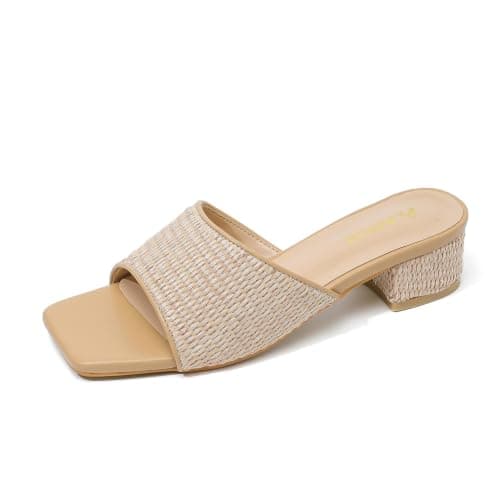 Amoji Raffia Block Heels Women Dress 2 In Dress Heeled Sandals 345 Nude 9 women