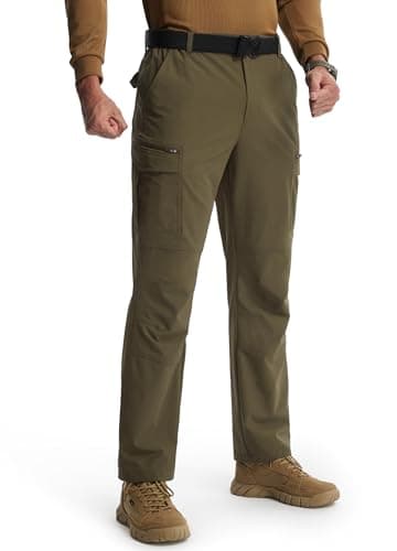 Libin Men's Hiking Pants with 8 Pockets 32" Lightweight Stretch Cargo Work Pants Quick Dry Water Resistant Travel Outdoor, Brown, 34W x 32L - Image 1