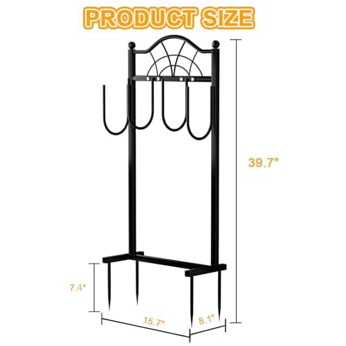 Shomextol Hose Holder – Upgraded Freestanding Garden Hose holder for 100FT Hoses, Sturdy Outdoor Water Hose Storage Hanger, Ideal for Yard, Lawn & Garden，Black - Thumbnail 2