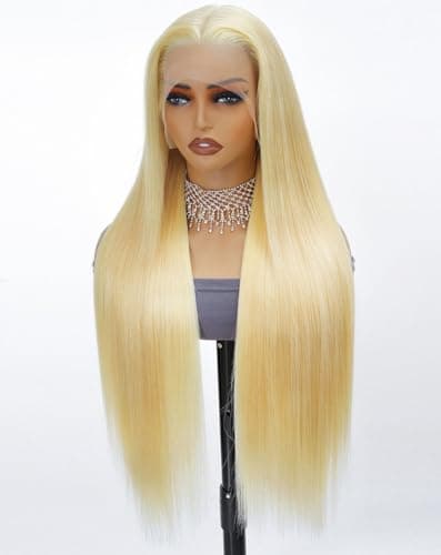 Stybee 24 Inch 613 13x6 Lace Front Wig Human Hair 200% Density Straight Blonde Wig Human Hair Pre-Plucked Natural Hairline Easy to Bleach and Dye No Bad Smell True Length Longer Lifespan - Image 1