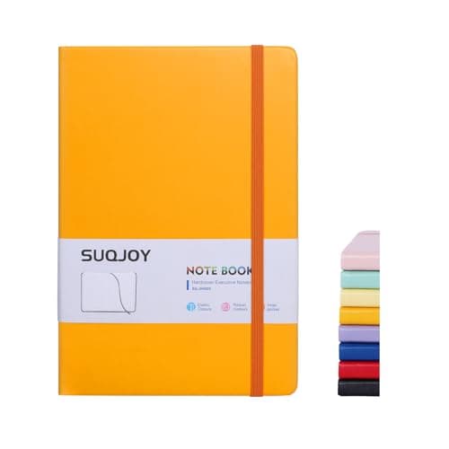 SUQJOY Lined Journal Notebooks for Writing, 100 GSM Thick Paper, 1 Pack Hardcover Notebooks, A5 College Ruled Notebook, Journaling Notebook for School/Travel/Office (Orange- 1 Pack)
