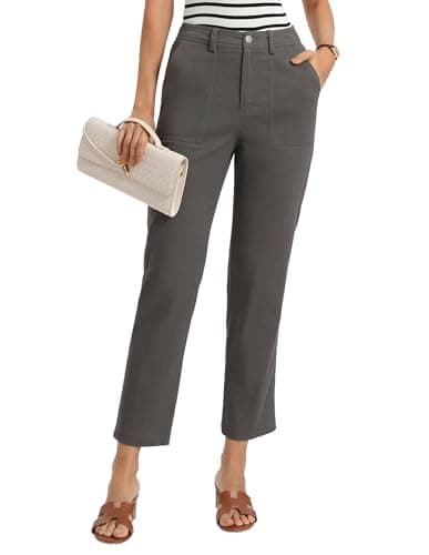 GRACE KARIN Womens Dress Pants Casual Trendy High Waisted Ankle Length Dressy Trousers Slacks Work Clothes Grey 2XL - Image 1