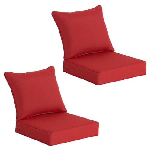 COZYVIDA Outdoor Deep Seat Cushion Set of 2, 22"x24" Seat & 23"x19" Back, Water-Proof Stain-Resistant UV Resistant Weather Resistant, 30D Foam with Recycled Fiber Fill and YKK Zippers,Chili-TPU - Image 1