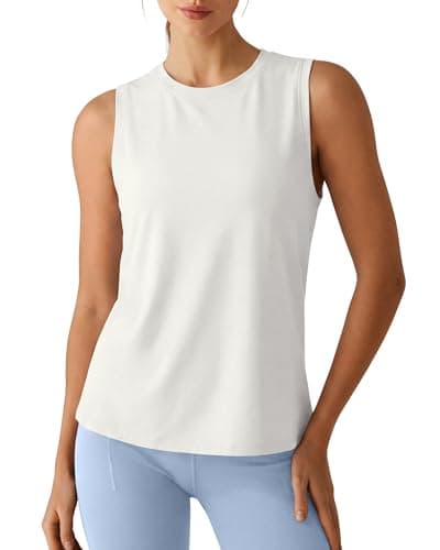 G4Free Athletic Tops for Women Quick Dry Sleeveless Loose Hip Length Tanks Workout Running Tennis Yoga Top (Pure White,XS) - Image 1