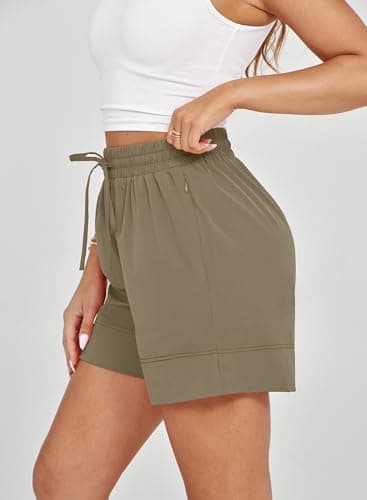 Dokotoo Athletic Shorts for Women Brown Running Workout Gym Womens Shorts High Waisted Causal Summer Outfits 2026 Beach Vacation Clothes Pockets Spring Elastic Quick Dry Yoga Size Medium Hiking - Thumbnail 5