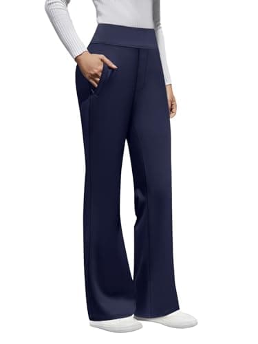 DLOODA Womens High Waist Dress Pants Business Casual Work Pants Stretchy Bootcut Pull On Slacks Office Trousers with Pockets Navy Blue L - Image 1