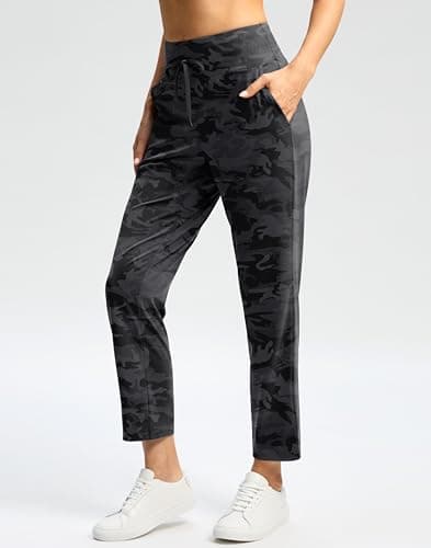 G Gradual Womens Pants High Waisted Golf Pants 2 Deep Pockets 7/8 Ankle Joggers for Athletic Travel Casual Lounge Work, Grey Camo, Medium - Thumbnail 2