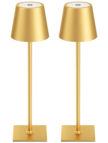 Kakanuo Gold Cordless Rechargeable Table Lamp 5000mAh Battery Operated Lamps, 3 Colors Stepless Dimming Touch Lamp for Living Room, Kitchen Counter, Dining, Outdoor Patio, 2 Pack - Image 1