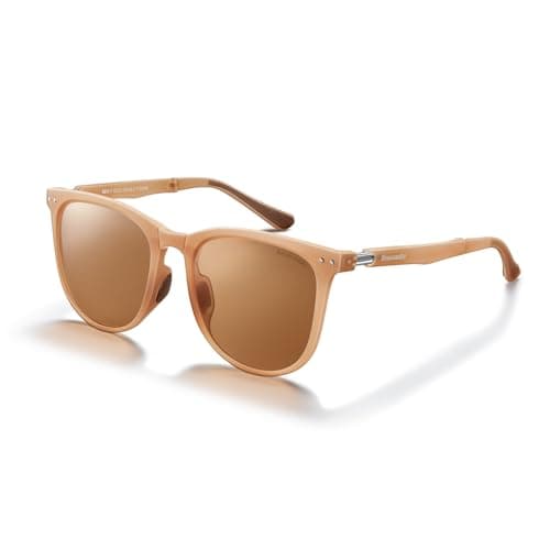 BENEUNDER Polarized Ultra Lightweight Folding Sunglasses for Women Men,UV400 Protection Acetate Frame Sunglasses with Organizer, Sandy - Image 1