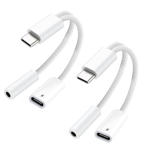KikoSaka USB C to 3.5mm Audio Adapter 2 in 1 USBC to Headphone Jack Adapter with PD Fast Charging Dongle Cable Type C to Aux for iPhone 17 16 15, Galaxy 2 Pack - Image 1