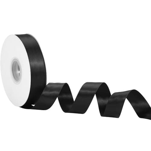 Black Satin Ribbon 1 Inch x 50 Yards – Double Faced Ribbon for Modern Gift Wrapping, Branding & Crafting