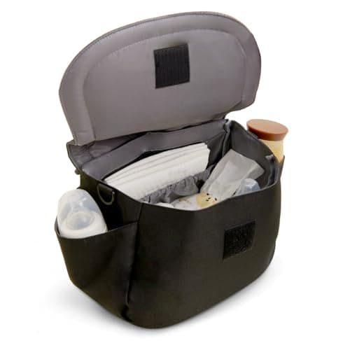 SUNVENO Kitty Stroller Organizer Bag – Universal Baby Stroller Caddy with 2 Cup Holders, Adjustable Straps, Waterproof Oxford, Lightweight Travel Accessory for Strollers, Prams & Pushchairs,Black - Thumbnail 3